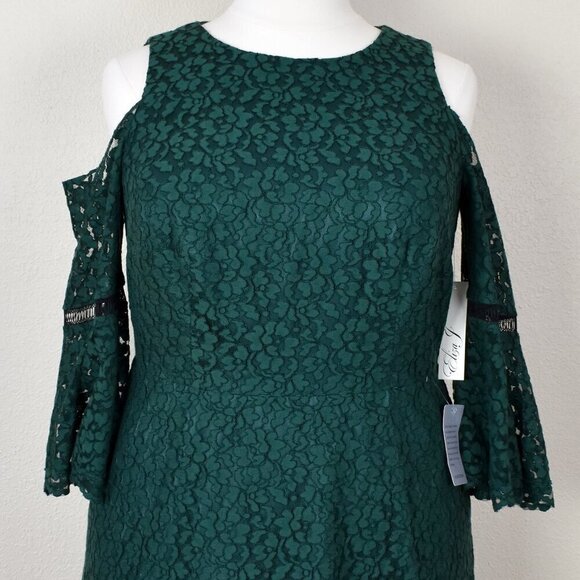 Eliza J Green Lace Cold Shoulder Dress 14w NEW - Picture 3 of 9